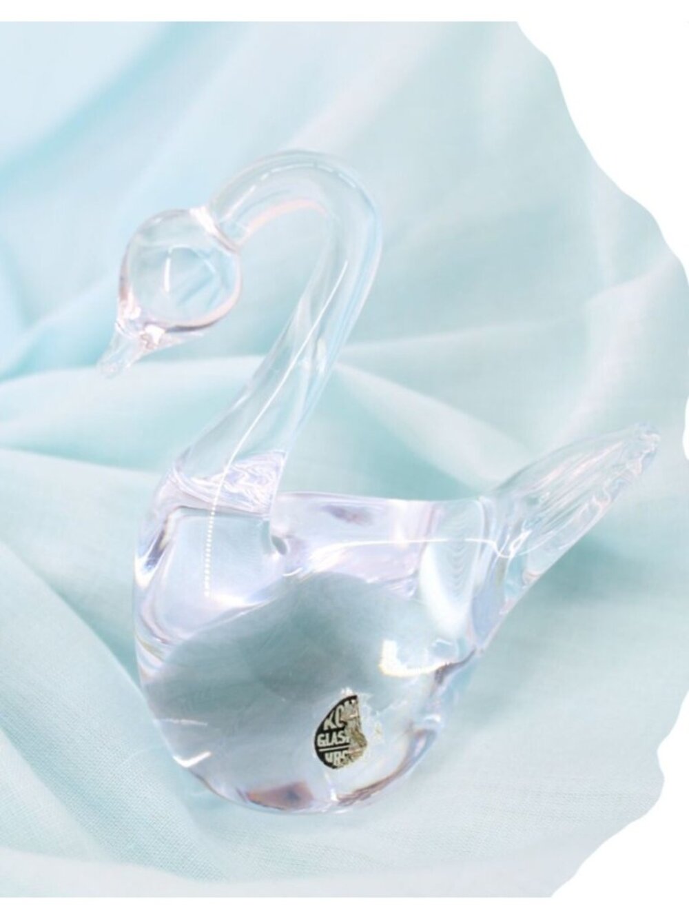 Konst Glashyttan Urshult Hand Blown Art Swan Bird Sweden 94714